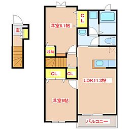 エクセルコート宮崎 2LDKの間取図画像