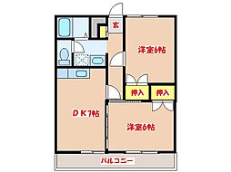 メゾン・ラ・プラージュ2 2DKの間取図画像
