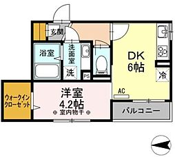 アイリス北綾瀬 1DKの間取図画像