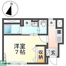 Autumn Leaf(オータム リーフ) 1Kの間取図画像