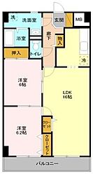 クレドール草加 2LDKの間取図画像