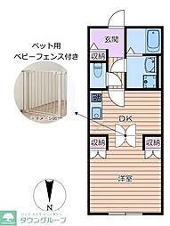 brillante paws 舎人 1DKの間取図画像