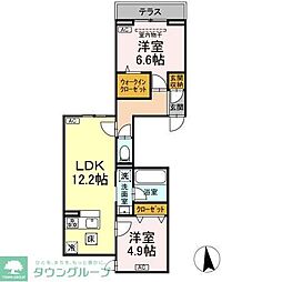 セレスティア東保木間II 2LDKの間取図画像