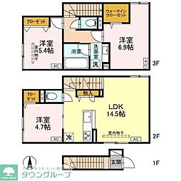 セレスティア竹ノ塚 A棟 3LDKの間取図画像