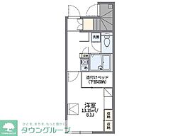レオパレスリバーサイド西水元 1Kの間取図画像