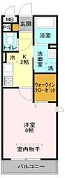 ベルレージュエム 1Kの間取図画像