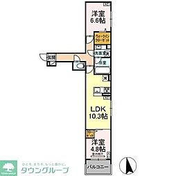 セレスティア谷中 2LDKの間取図画像