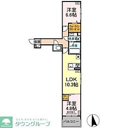 セレスティア谷中 2LDKの間取図画像