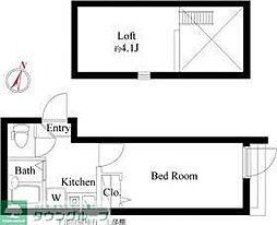 レーヴ扇 1Kの間取図画像