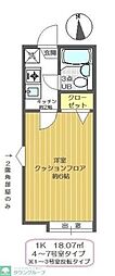 シャンブルアヤセE棟 1Kの間取図画像
