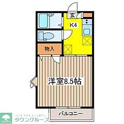 グリーンヴィラ弐番館 1Kの間取図画像
