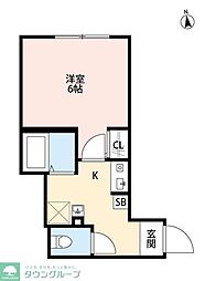 ラウレア五反野 1Kの間取図画像