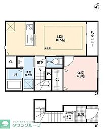 草加市新栄2丁目アパート 1LDKの間取図画像