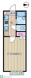 サンライズ皿沼 1Kの間取図画像