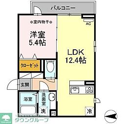 ファミユB 1LDKの間取図画像