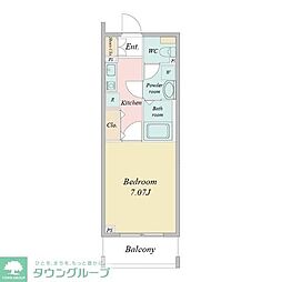 HF草加レジデンス 1Kの間取図画像