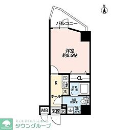プレール・ドゥーク西新井II 1Kの間取図画像