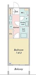 HF草加レジデンス 1Kの間取図画像