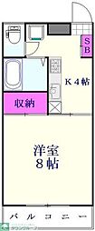 オアシス光 1Kの間取図画像