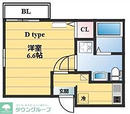 フィオーレ栗原 1Kの間取図画像