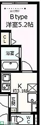 べルテイン関原 1Kの間取図画像