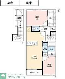 リーブルファイン足立辰沼 2LDKの間取図画像