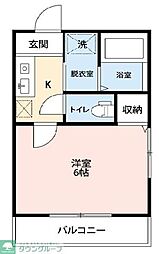 レジデンス・カメアリ 1Kの間取図画像