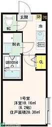 ハーモニーテラス千住緑町2 1Kの間取図画像