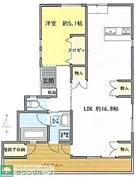 ウェルス 1LDKの間取図画像