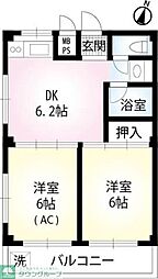 キャッスルハイム 2DKの間取図画像