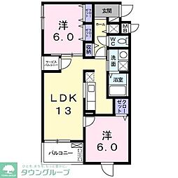 ベルセゾンA 2LDKの間取図画像