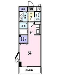 ジュネス4 1Kの間取図画像