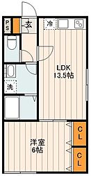 Grado Kita-Ayase 3階1LDKの間取り