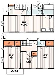 プライムアセット青井 101 2階3LDKの間取り