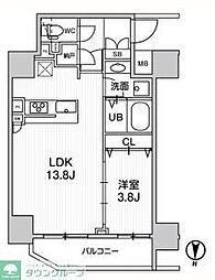 ジェノヴィア南千住スカイガーデン 1LDKの間取図画像