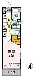 グラシューズ 1Kの間取図画像