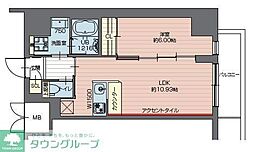 プレジオ西新井 13階1LDKの間取り