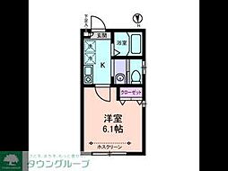 グランドール足立 1階1Kの間取り