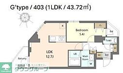S-RESIDENCE北綾瀬awesome 4階1LDKの間取り