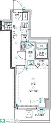 ユリカロゼ五反野III 5階1Kの間取り