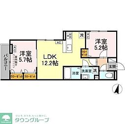 セレスティア興野 3階2LDKの間取り