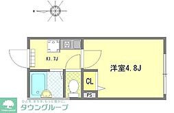 フォルトゥーナ梅島 2階1Kの間取り