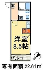 パークアベニューコート五反野 1階ワンルームの間取り