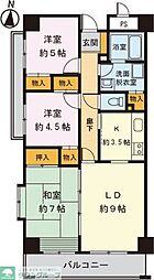 ピア親水公園 4階3LDKの間取り