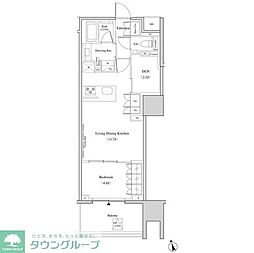 ザ・パークハビオ北千住 8階1LDKの間取り