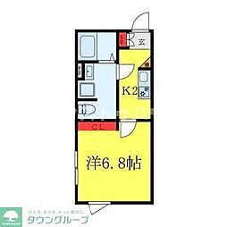 ヒルズコート北千住 1階1Kの間取り