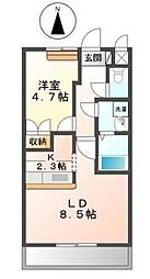 クレールスクエア 1階1LDKの間取り