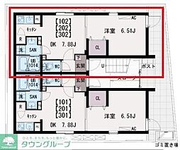 イクシオ竹ノ塚 2階1DKの間取り