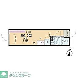 COCOFLAT北千住North 2階ワンルームの間取り