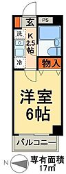 アルカディア 4階1Kの間取り